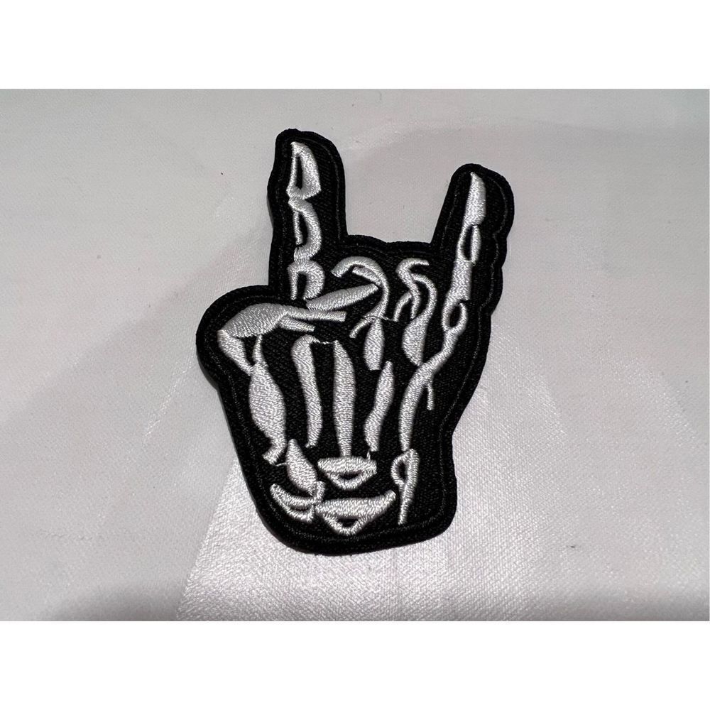 Skelton Hand Showing Horns Iron on Patch